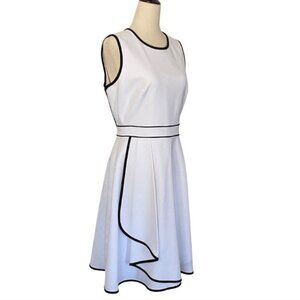 Calvin Klein White With Blk Trim Dress 6